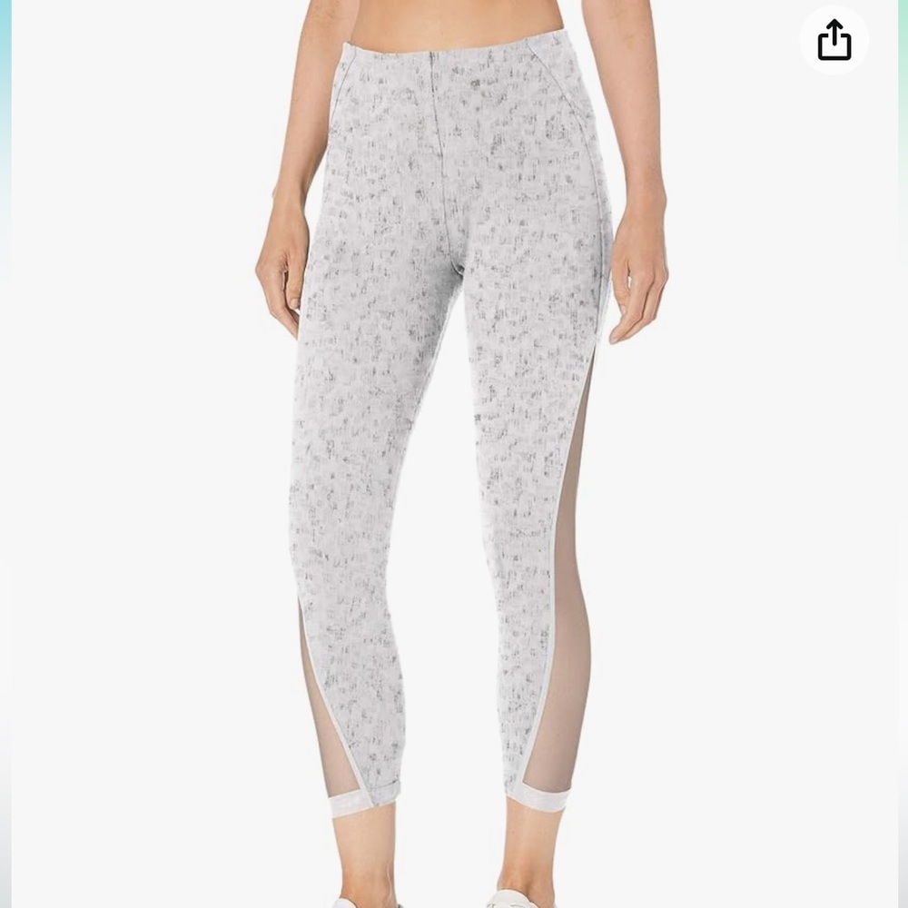 Lysse Skylar Cotton Crop Legging With Mesh Inset - Grey Sketch, S